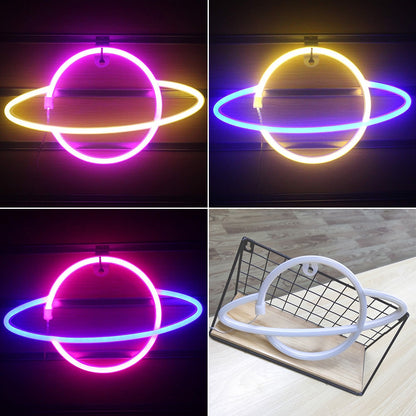 Planet LED Neon Light Sign Night Lamp Wall Art USB or Battery Powered