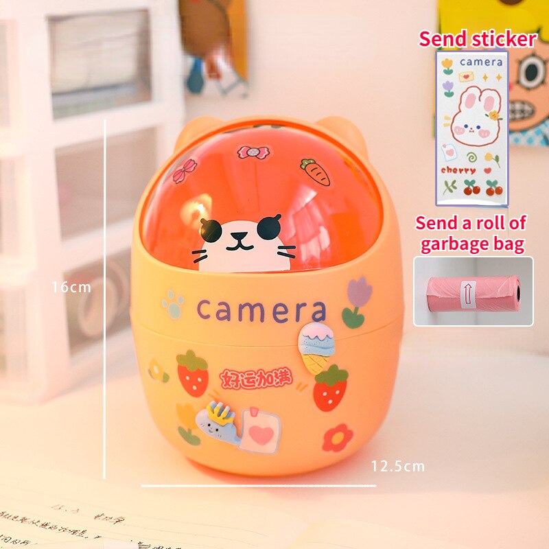 Cute Bear Desktop Trash Can Storage Organizer for Desk Mini Desk Organizer Plastic Pen Holder Kawaii Korean Stationery Storage