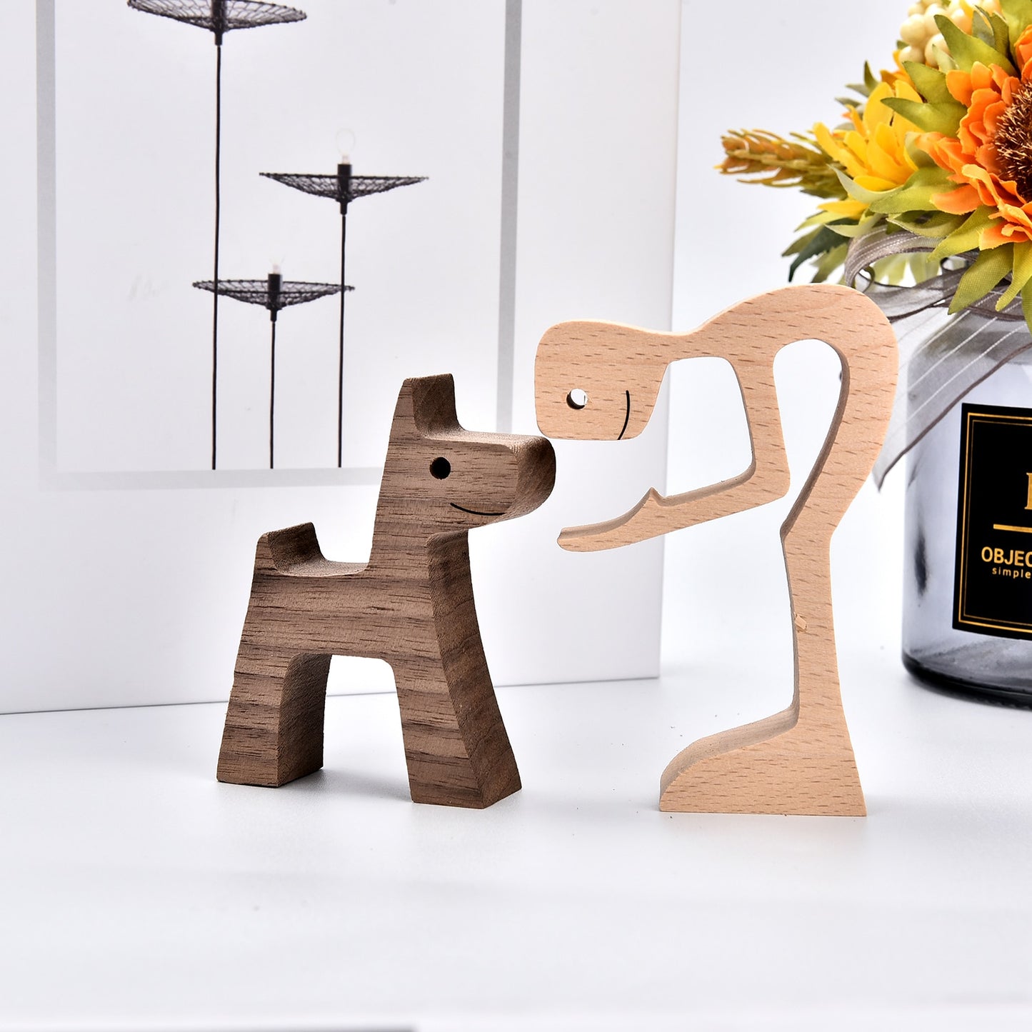 Handmade Wood Dog Decor Sculptures (Multi Styles)