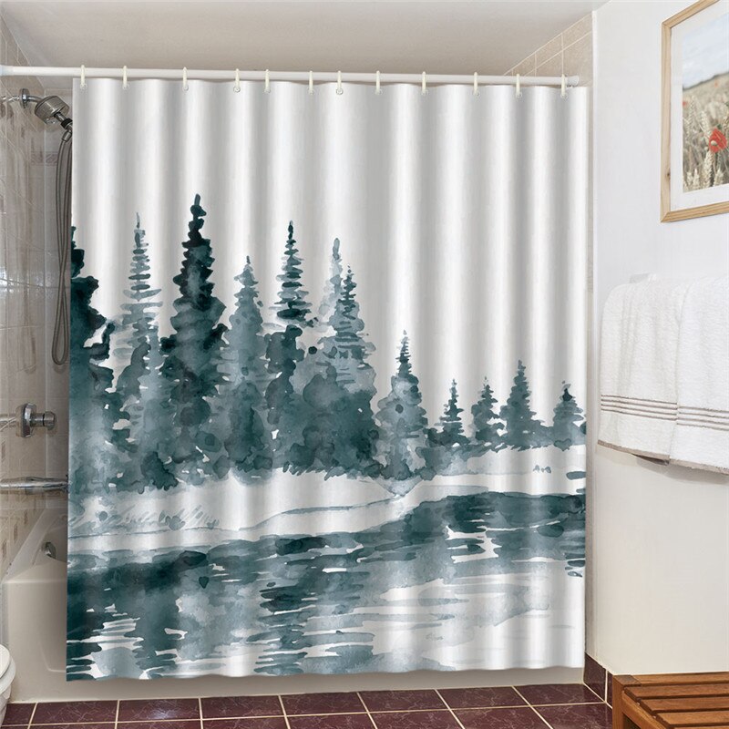 3D Waterproof Bathroom Curtain