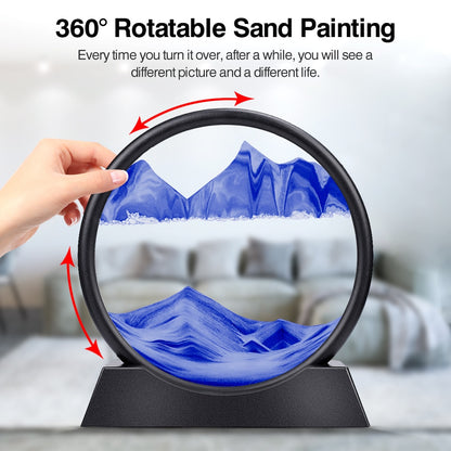 Moving Sand Art Picture Round Glass 3D Hourglass (Multi Styles/Colors)