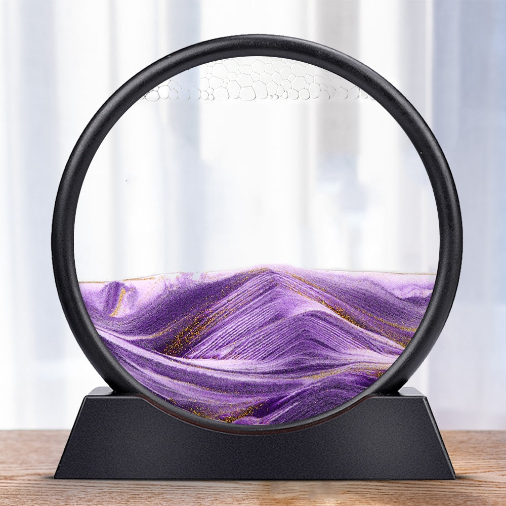 Moving Sand Art Picture Round Glass 3D Hourglass (Multi Styles/Colors)