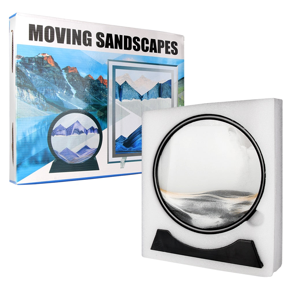 Moving Sand Art Picture Round Glass 3D Hourglass (Multi Styles/Colors)