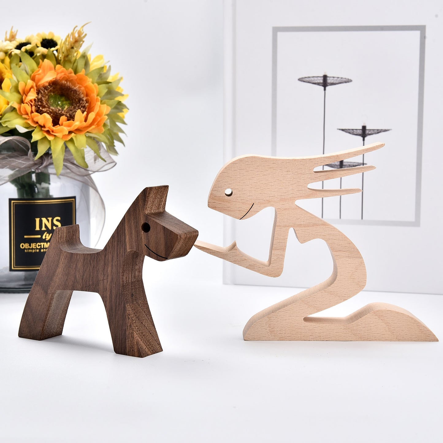 Handmade Wood Dog Decor Sculptures (Multi Styles)