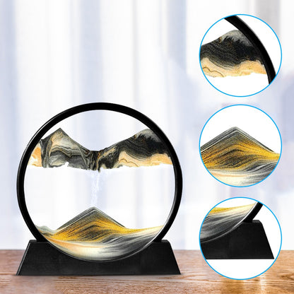 Moving Sand Art Picture Round Glass 3D Hourglass (Multi Styles/Colors)