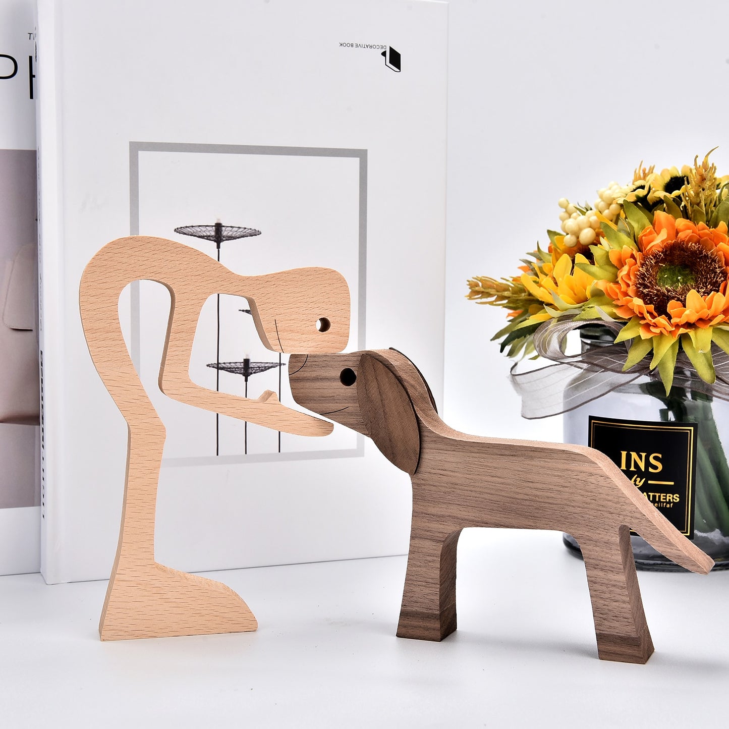 Handmade Wood Dog Decor Sculptures (Multi Styles)